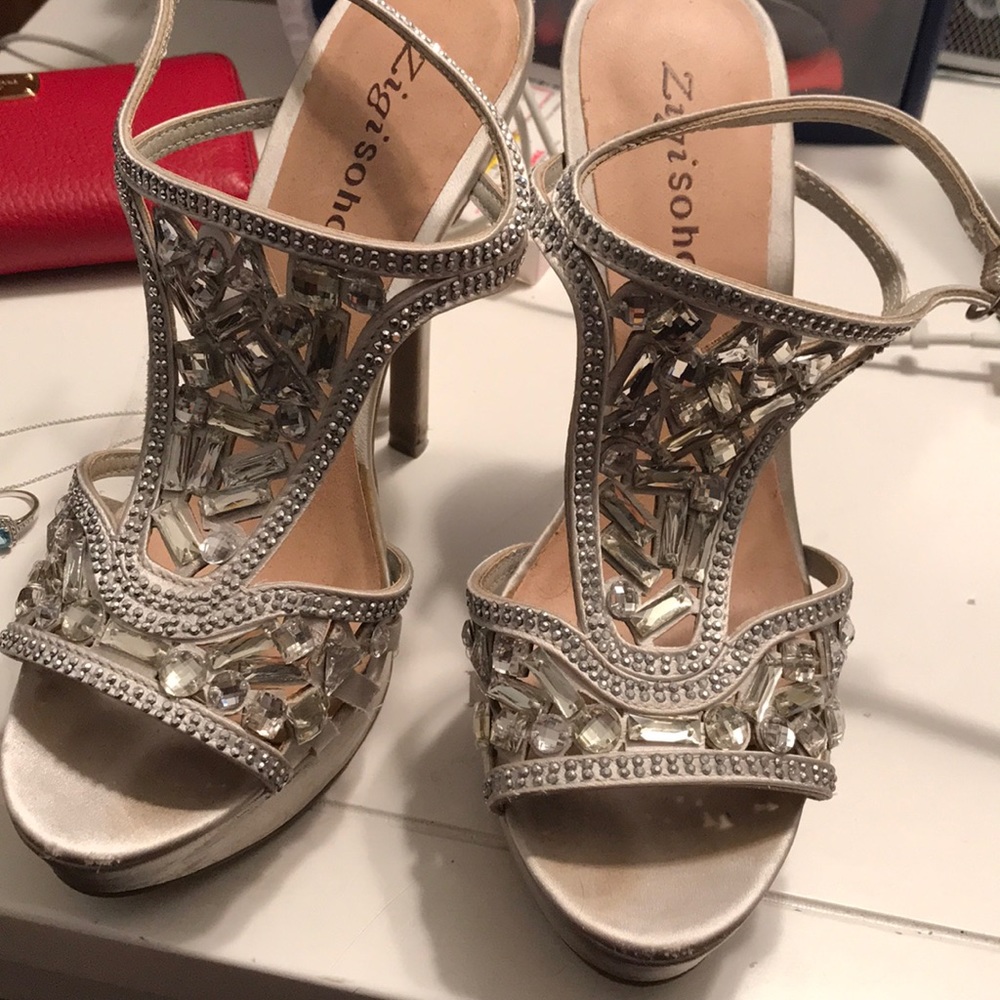 Zigi Soho Silver Jeweled Heels